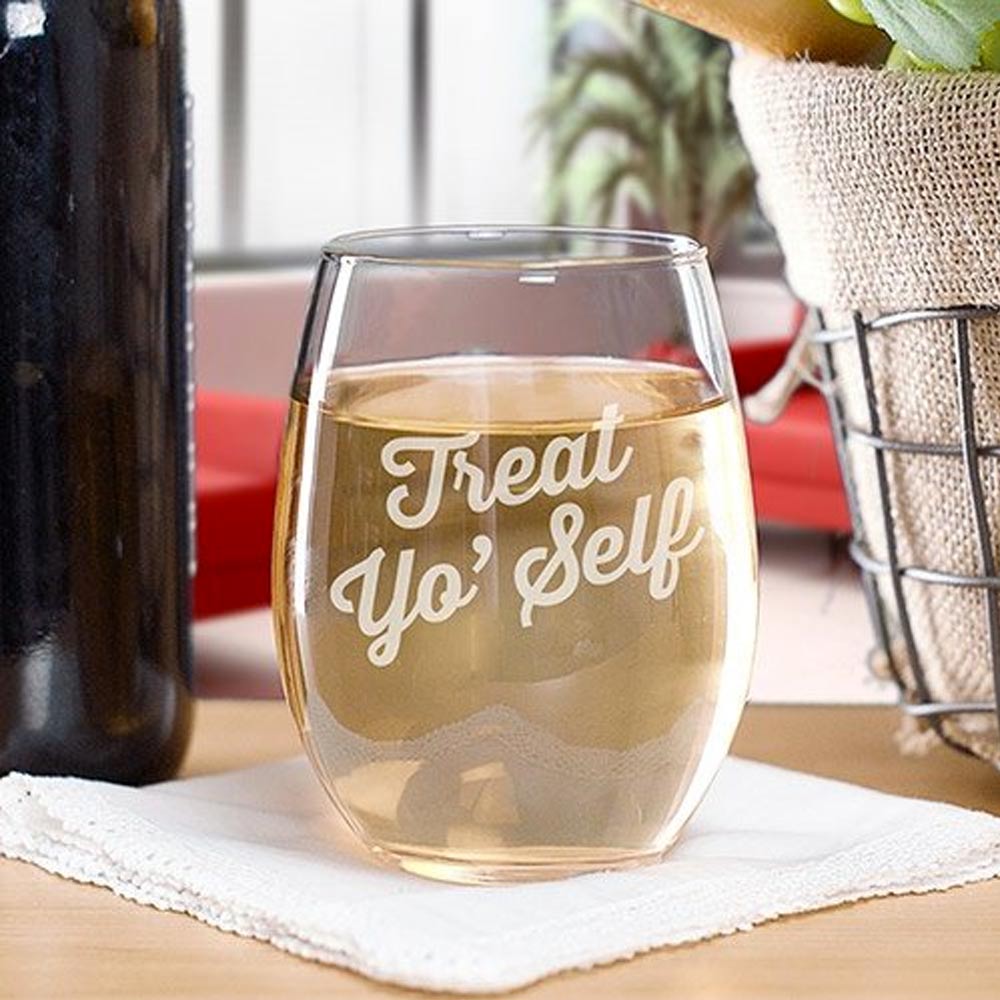 Peacock stemless wine glass, 17 oz. 