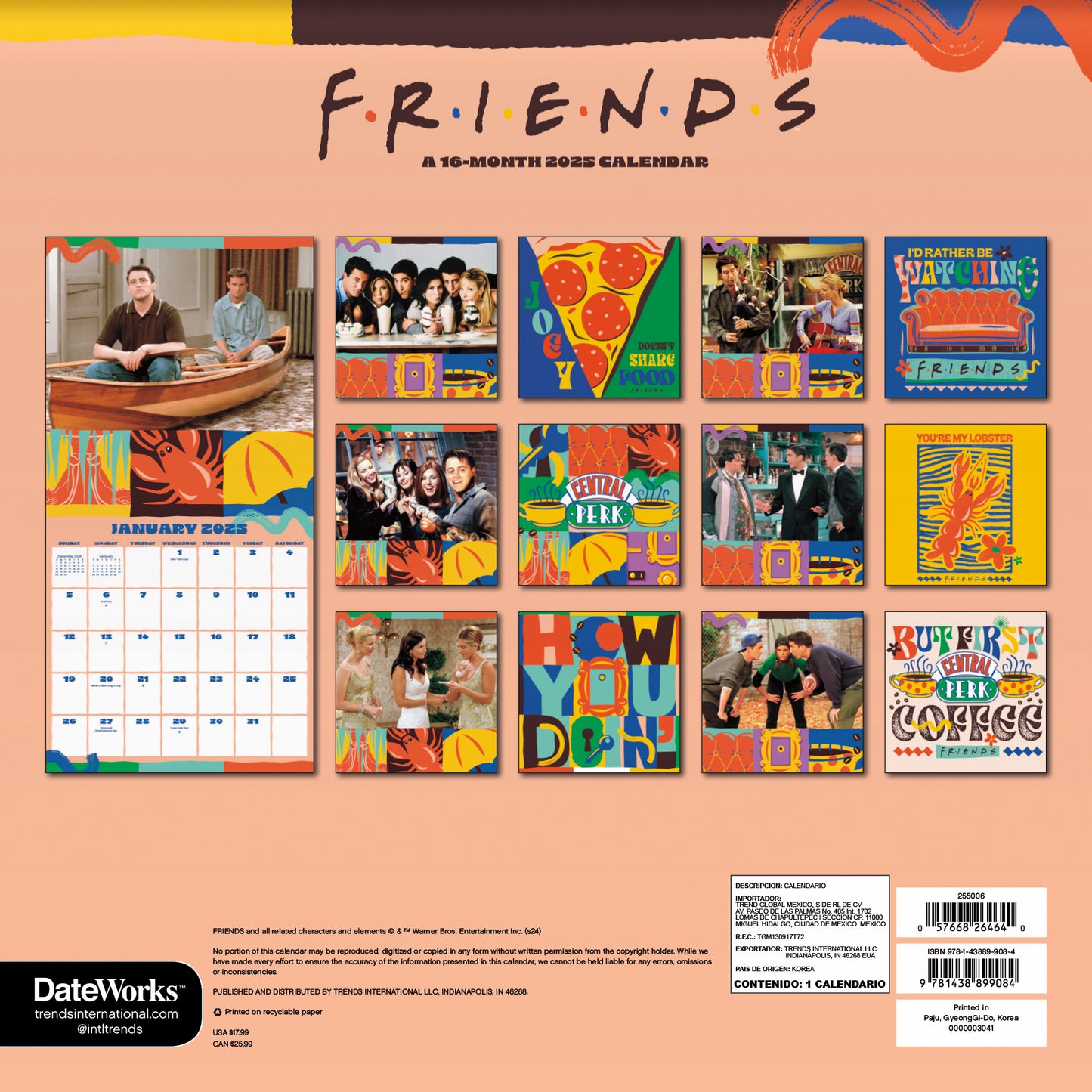 Friends 2025 16-Month Wall Calendar