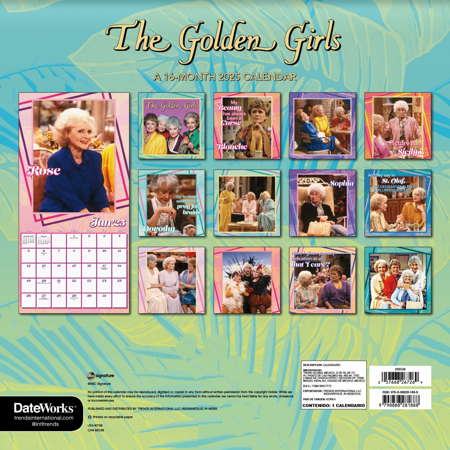 Golden Girls 2025 16-Month Wall Calendar