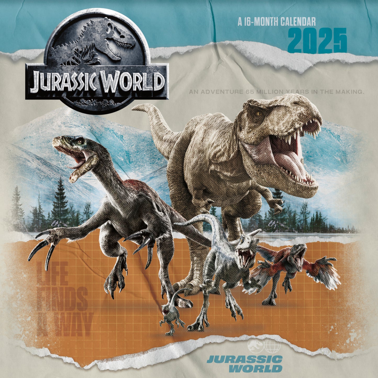 Jurassic World 2025 16-Month Wall Calendar