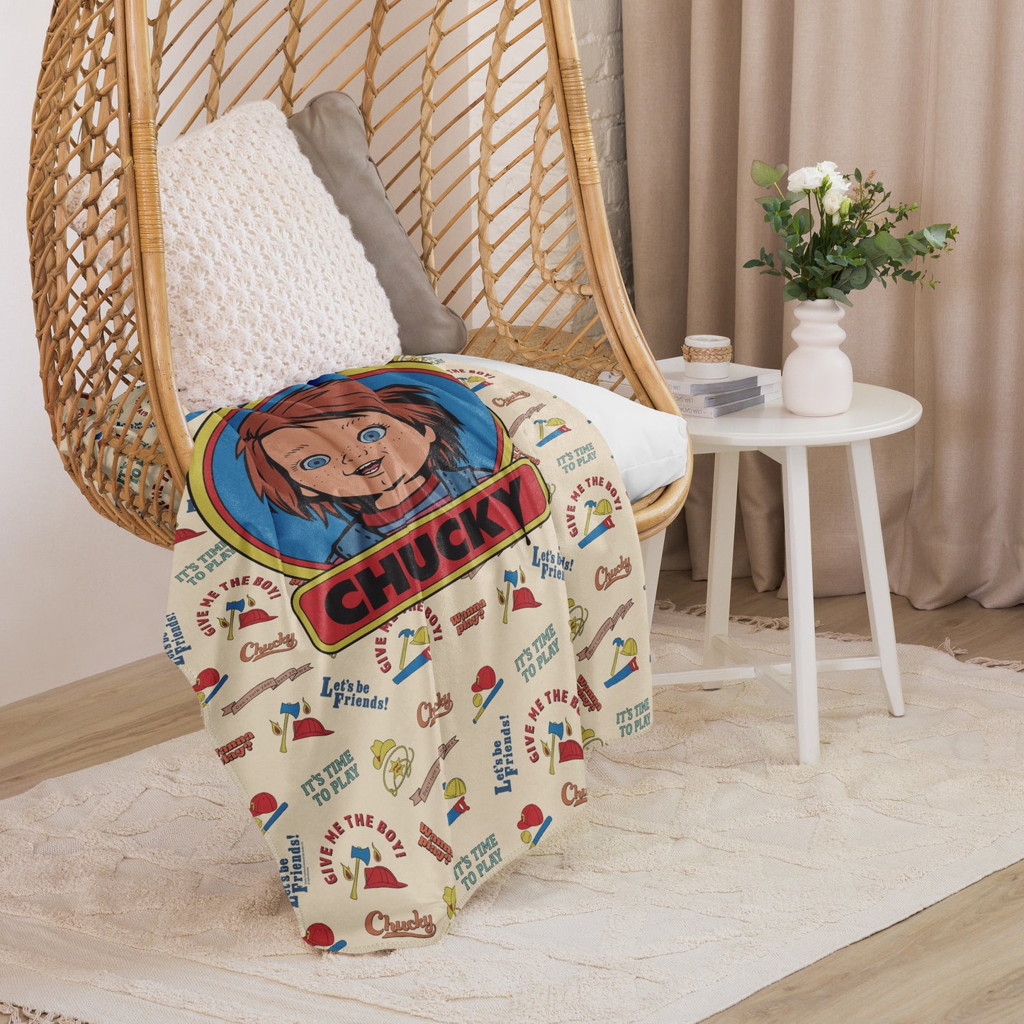 Chucky Vintage Pattern Sherpa Blanket