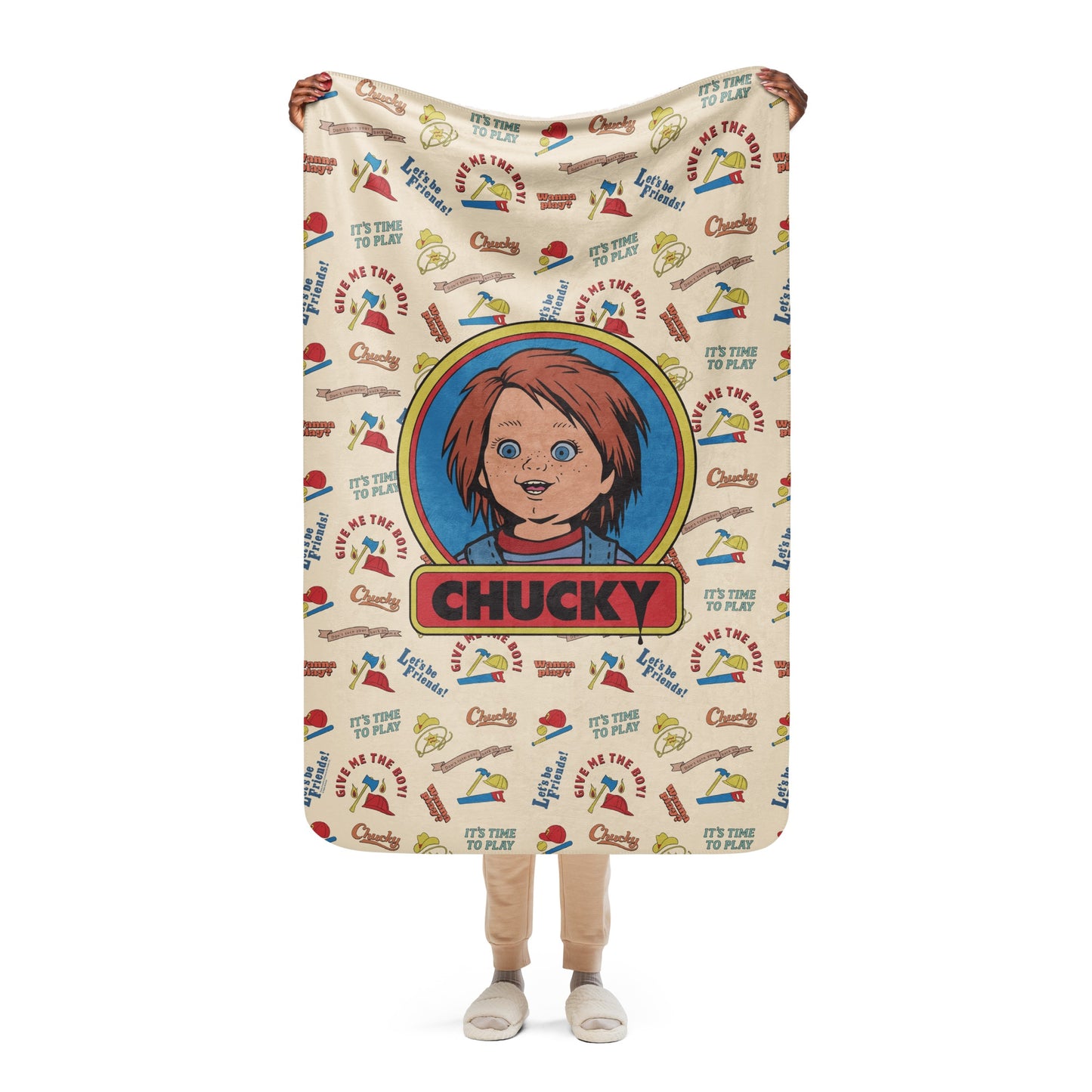 Chucky Vintage Pattern Sherpa Blanket