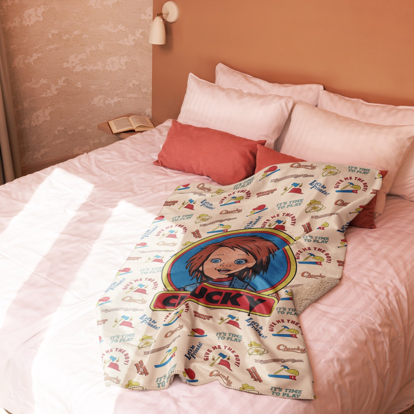 Chucky Vintage Pattern Sherpa Blanket