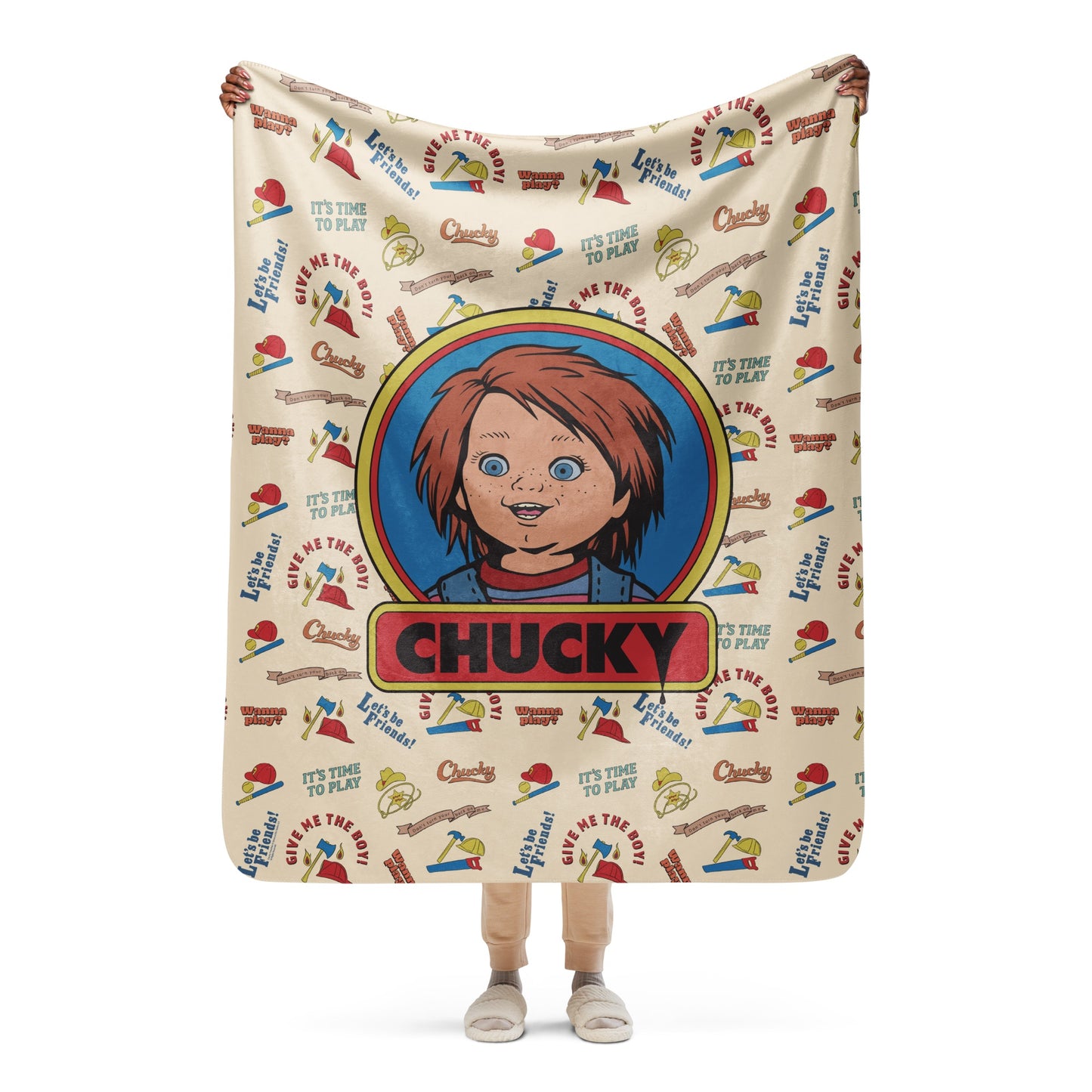 Chucky Vintage Pattern Sherpa Blanket