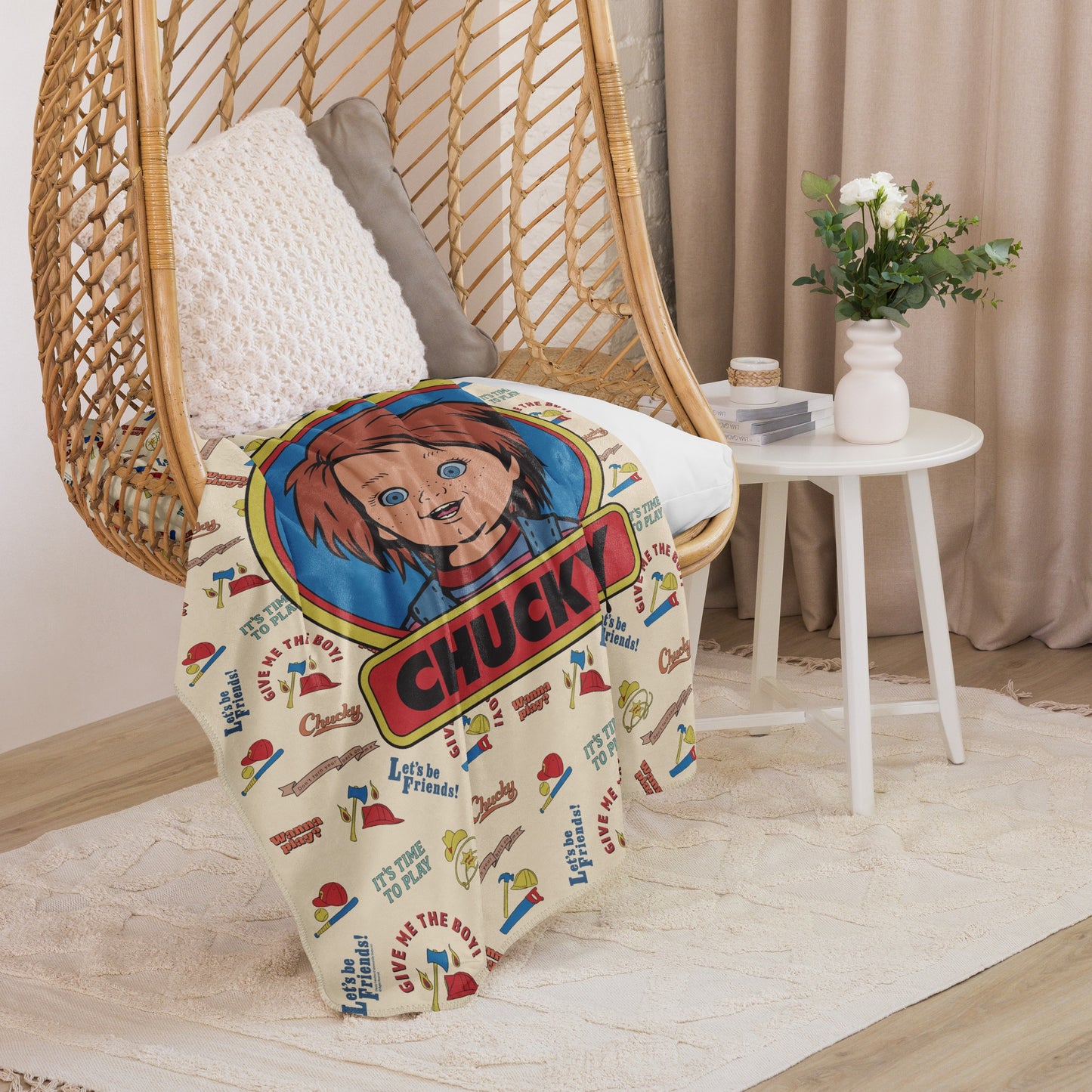 Chucky Vintage Pattern Sherpa Blanket