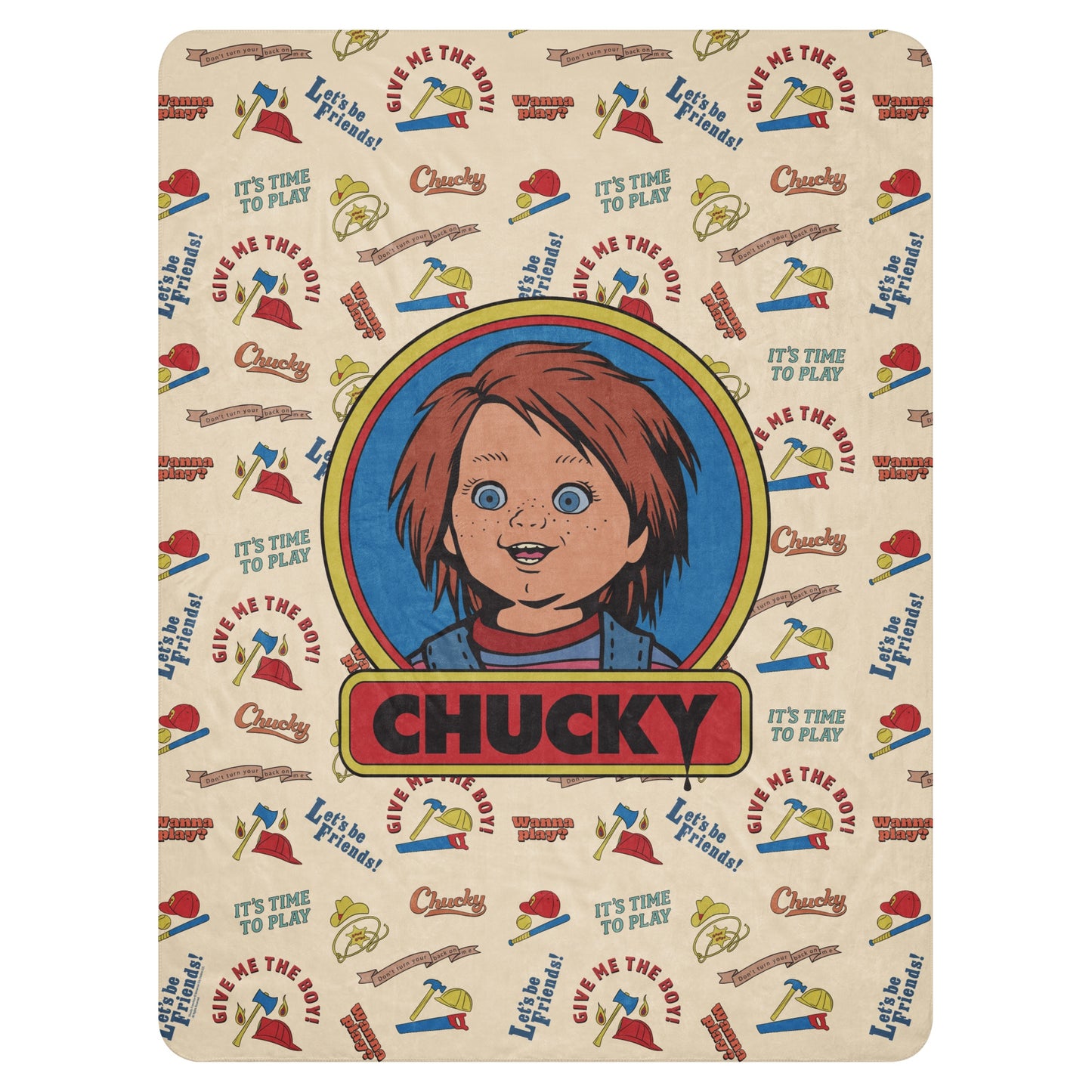 Chucky Vintage Pattern Sherpa Blanket