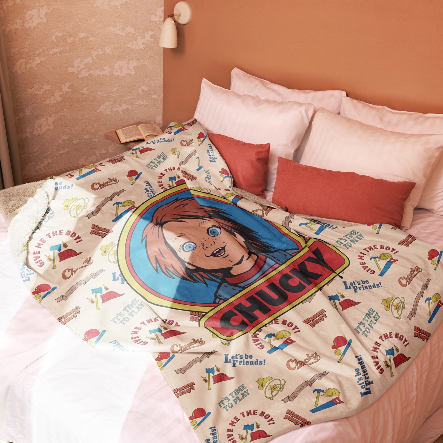 Chucky Vintage Pattern Sherpa Blanket