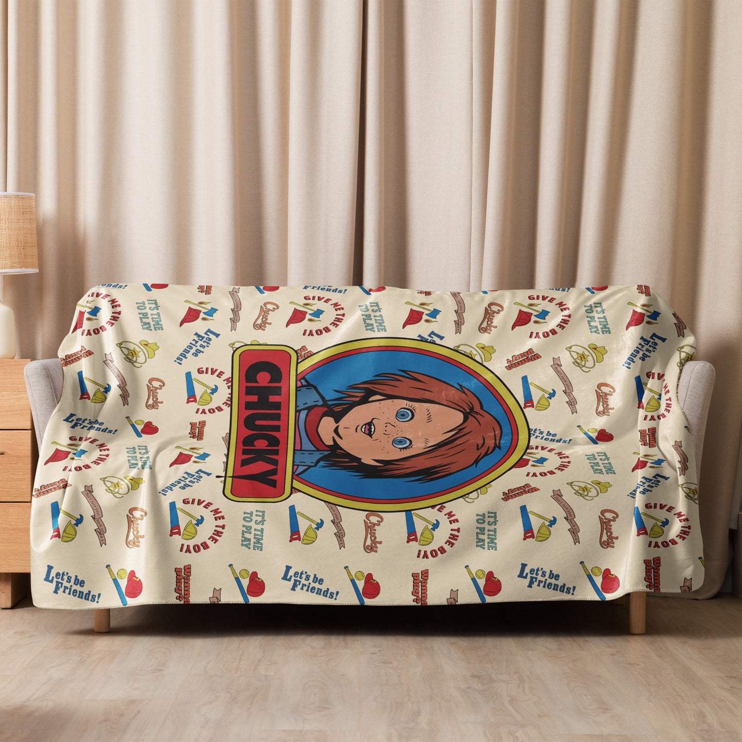 Chucky Vintage Pattern Sherpa Blanket