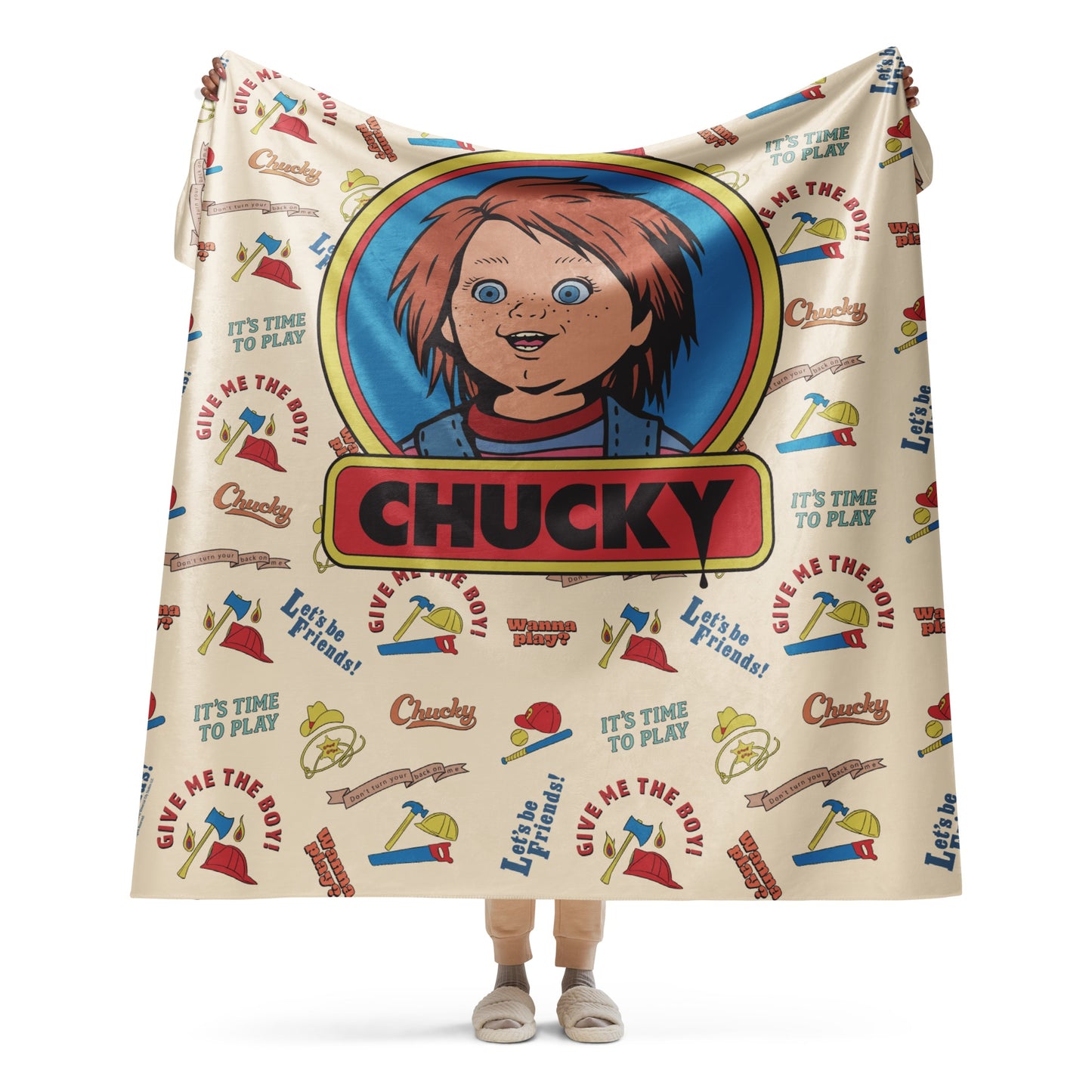 Chucky Vintage Pattern Sherpa Blanket