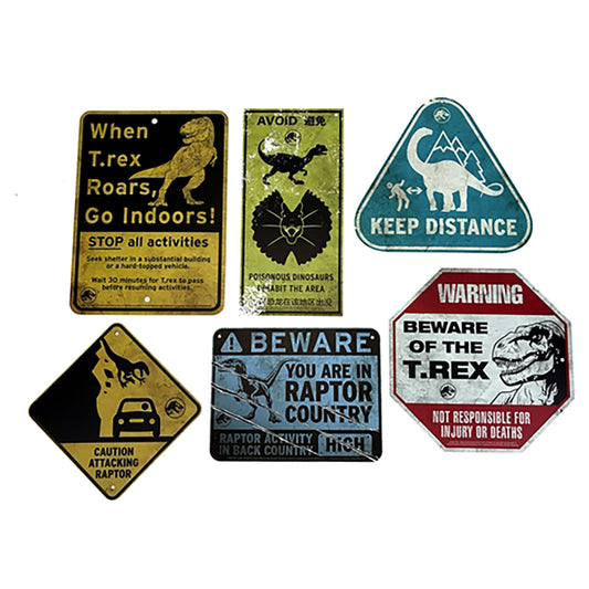 Jurassic World Metal Warning Signs Scaled Prop Replica