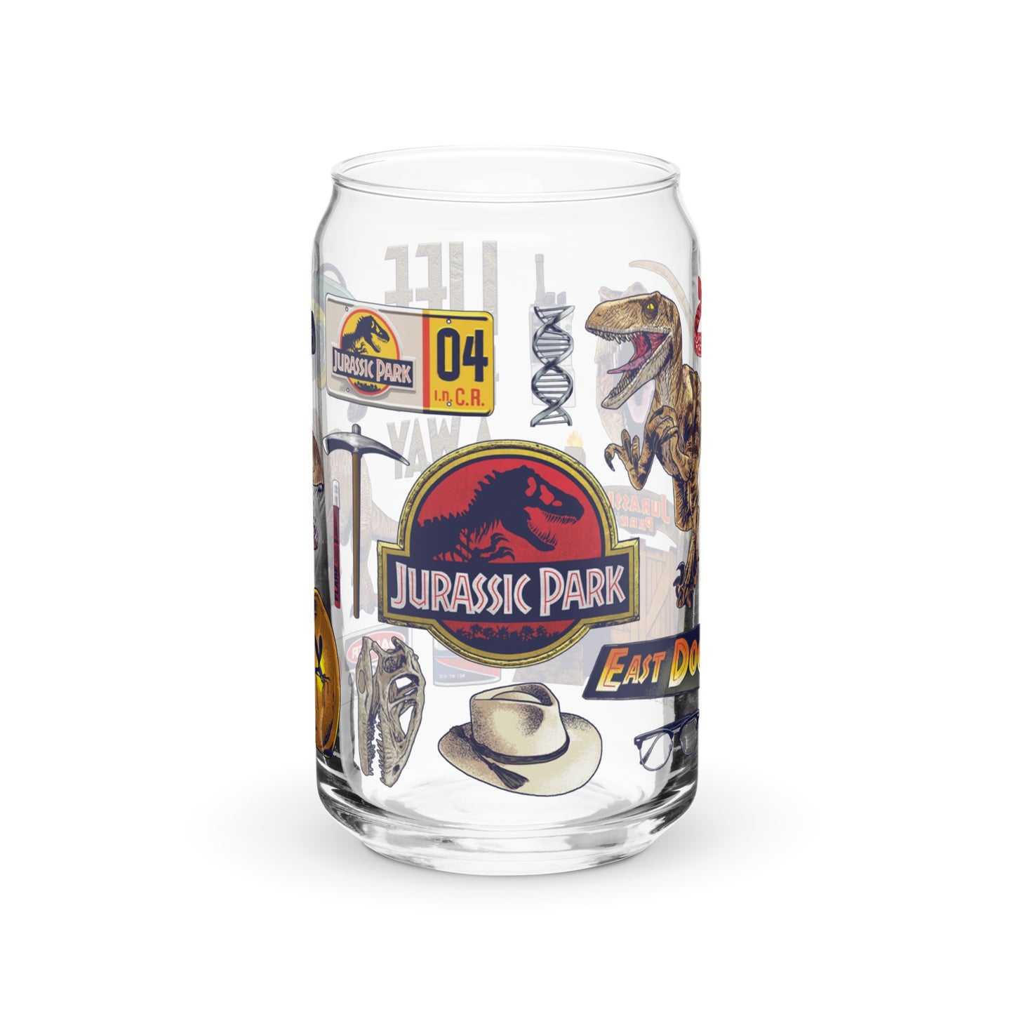 Jurassic Park Icon Collage Can Glass