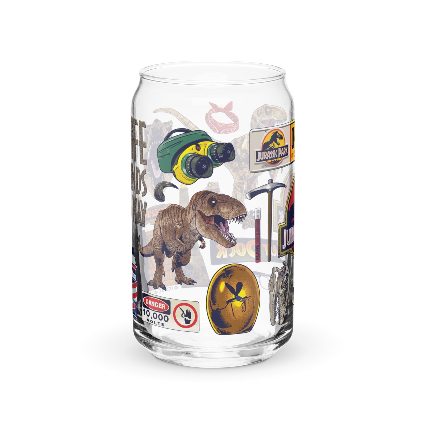 Jurassic Park Icon Collage Can Glass