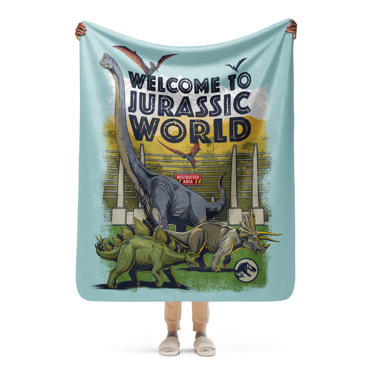 Jurassic Welcome to Jurassic World Sherpa Blanket