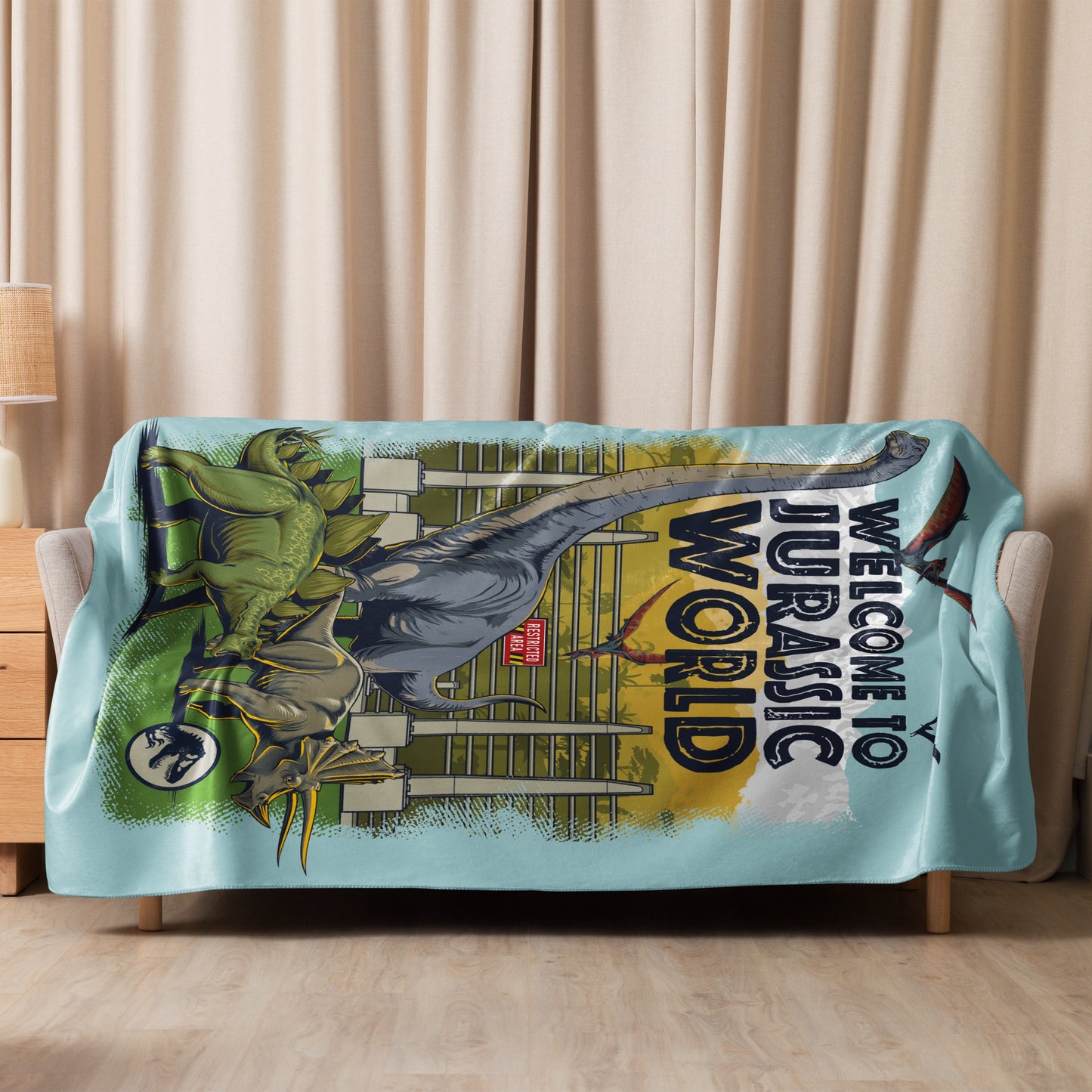 Jurassic Welcome to Jurassic World Sherpa Blanket