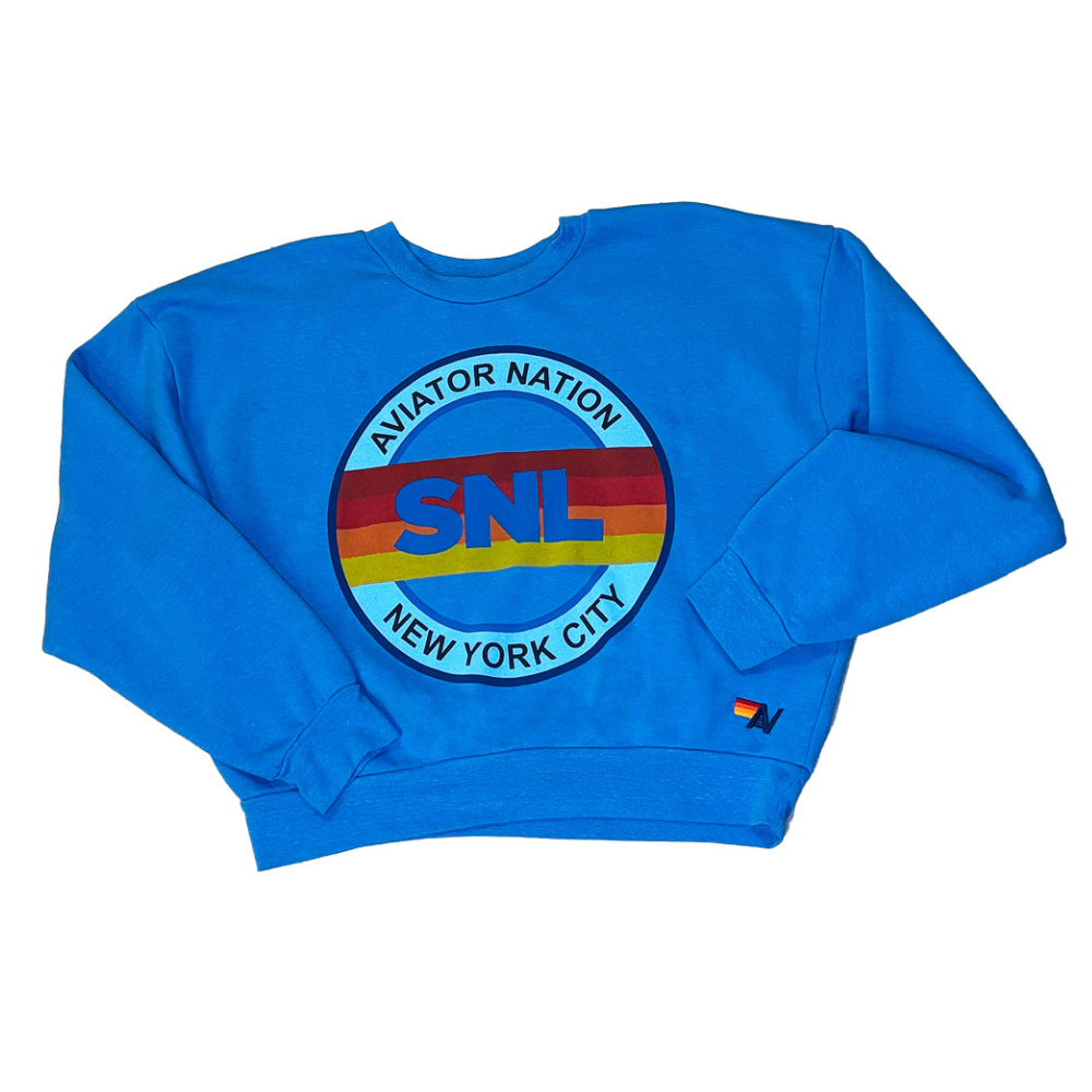 SNL x Aviator Nation Blue Crewneck