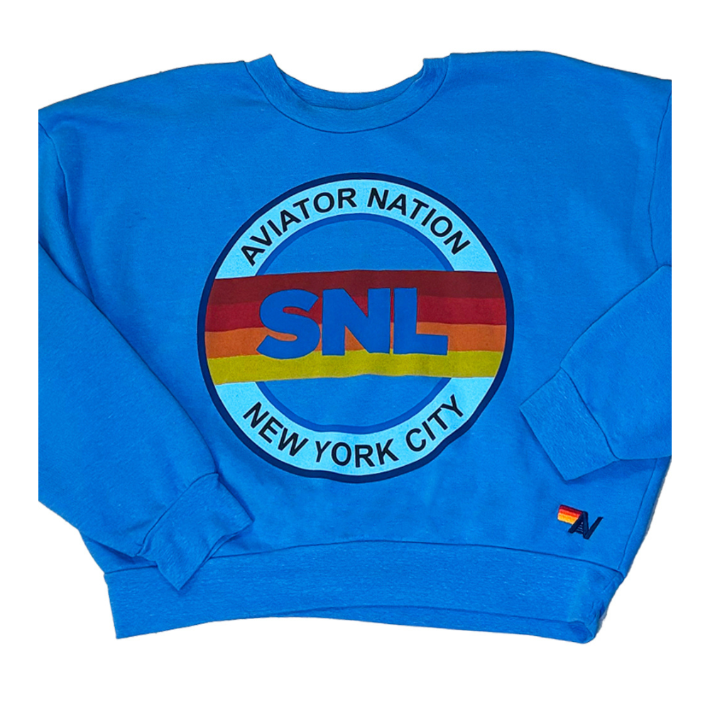 SNL x Aviator Nation Blue Crewneck