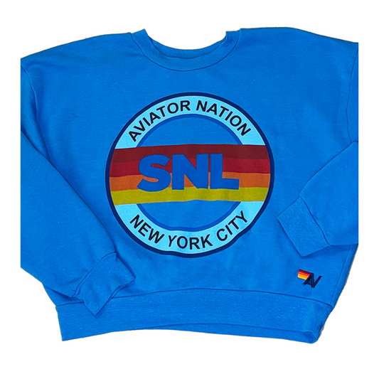 SNL x Aviator Nation Blue Crewneck