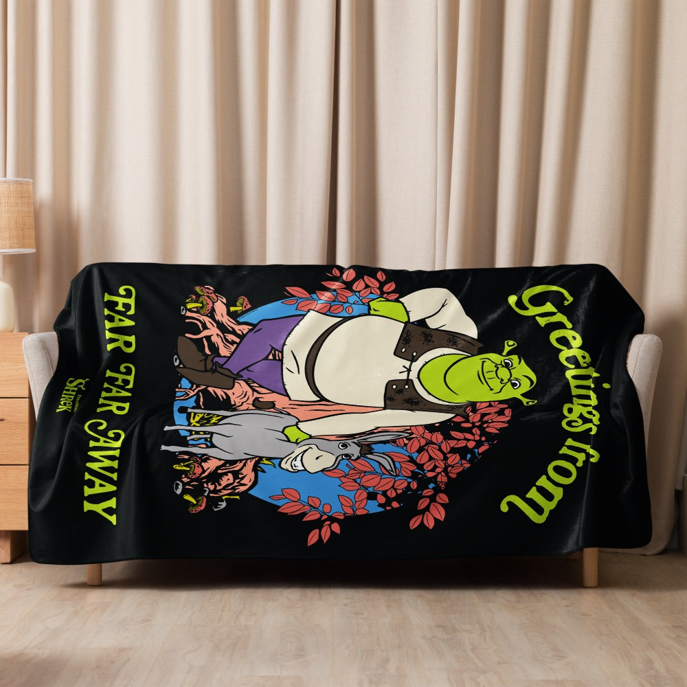 Shrek Greetings From Far Far Away Sherpa Blanket