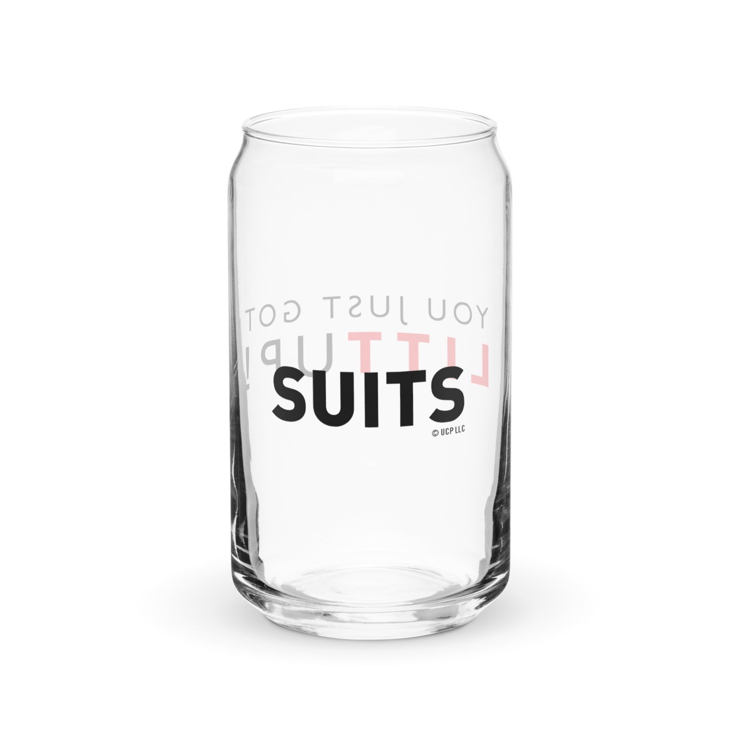 Suits Litt Up Can-Shaped Glass