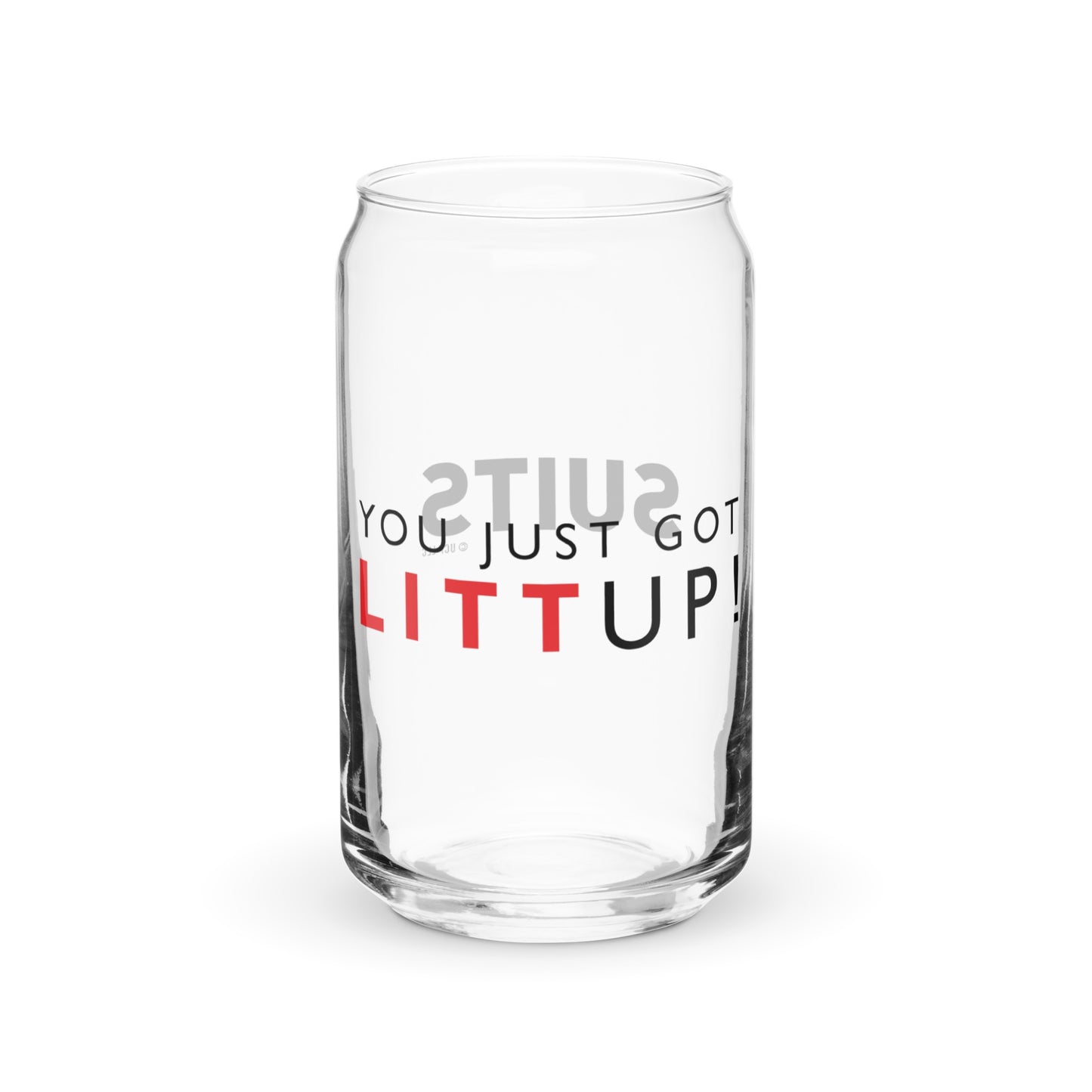 Suits Litt Up Can-Shaped Glass