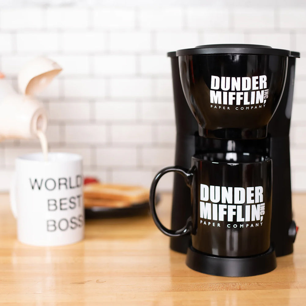 The Office Single Cup Coffee Maker with two Mugs