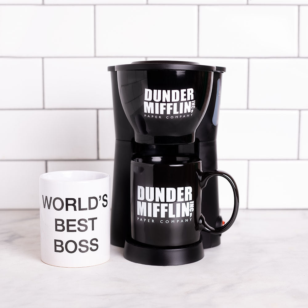 The Office Single Cup Coffee Maker with two Mugs