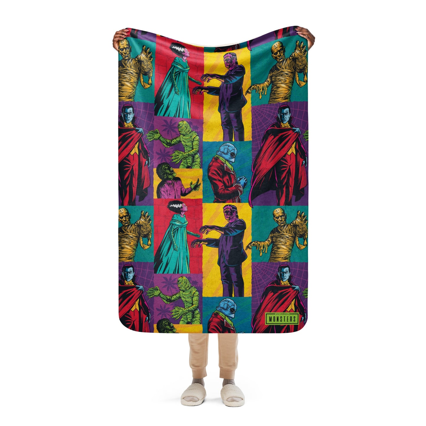 Universal Monsters Comic Pattern Sherpa Blanket