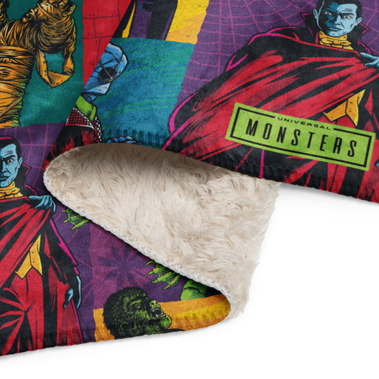 Universal Monsters Comic Pattern Sherpa Blanket