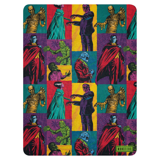 Universal Monsters Comic Pattern Sherpa Blanket