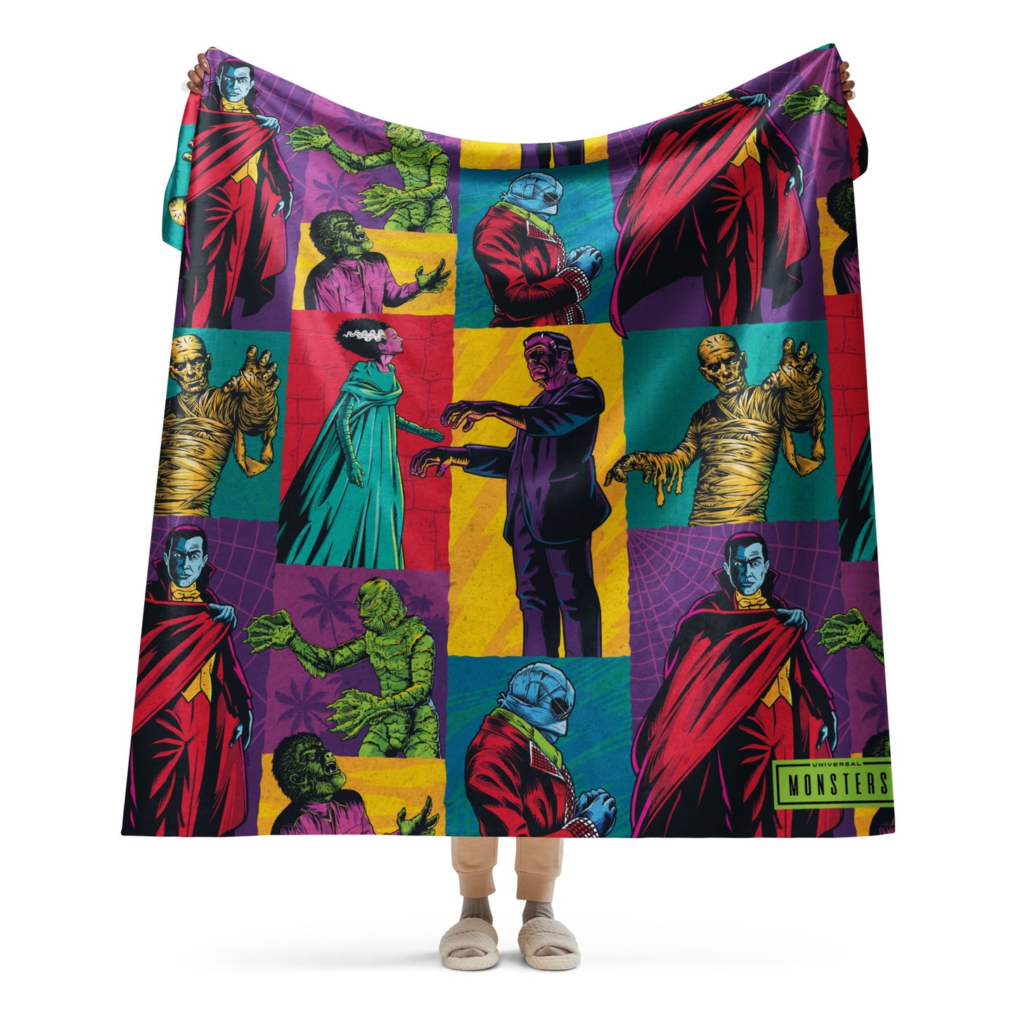 Universal Monsters Comic Pattern Sherpa Blanket