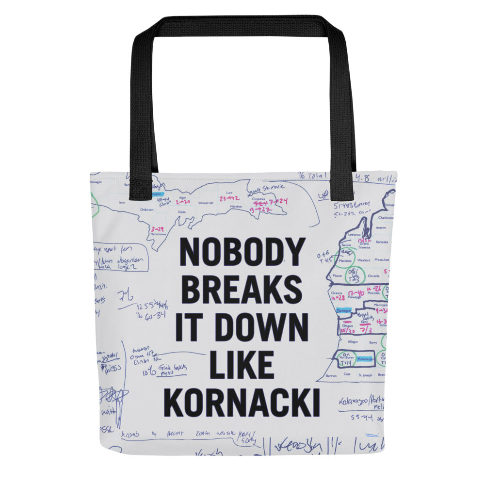 Tracking Kornacki Notes Tote Bag