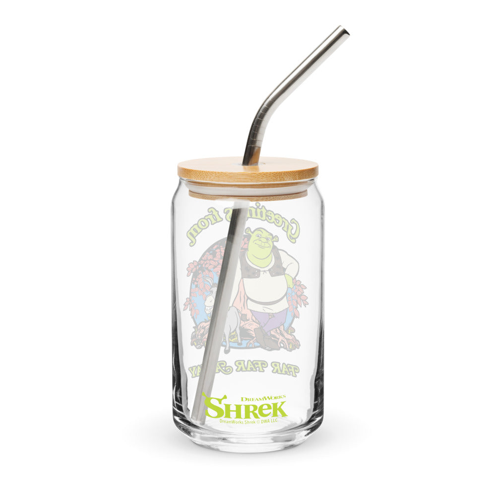 Shrek Greetings From Far Far Away Can Glass with Lid