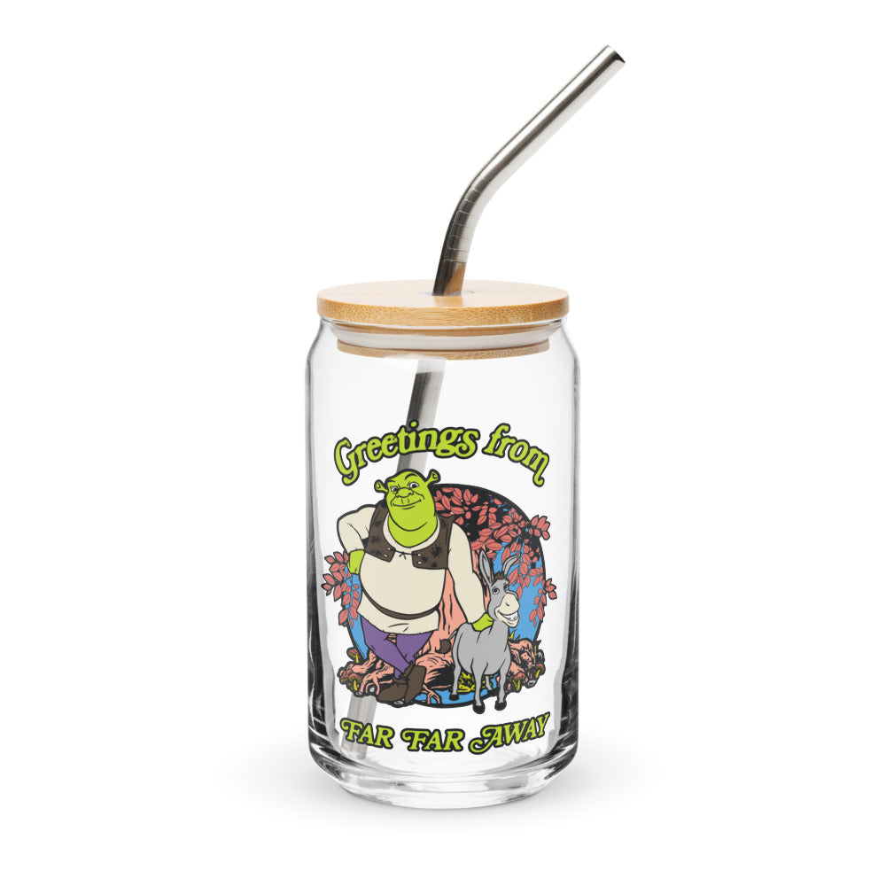 Shrek Greetings From Far Far Away Can Glass with Lid