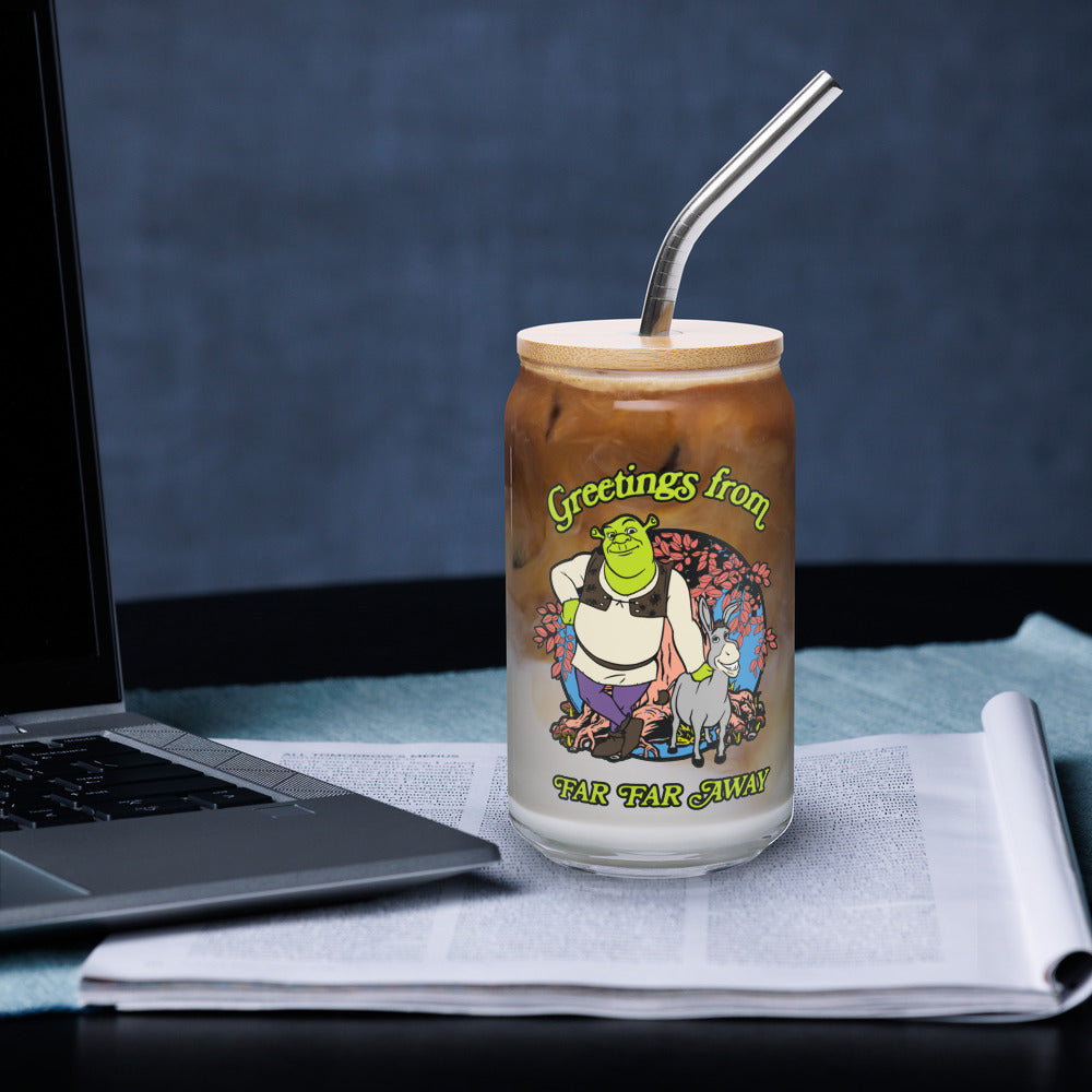 Shrek Greetings From Far Far Away Can Glass with Lid