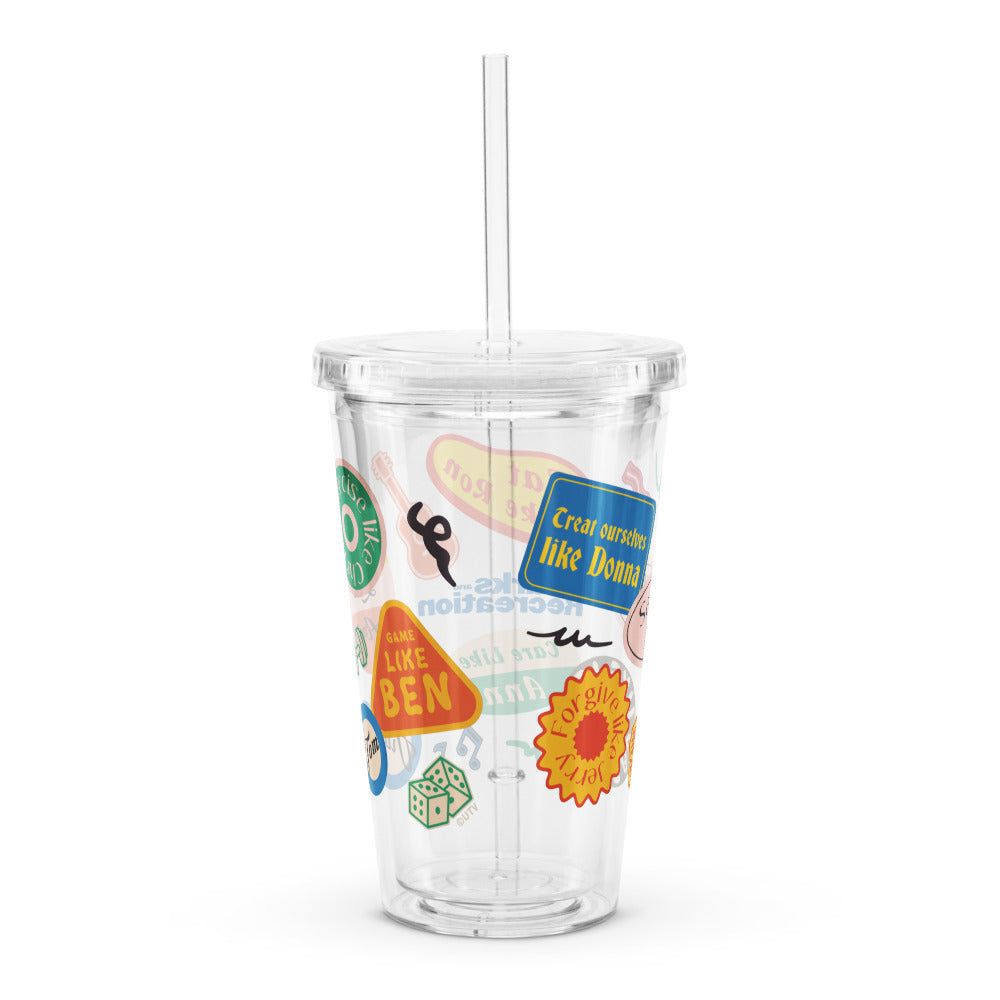 Parks and Recreation Characters Clear Plastic Tumbler