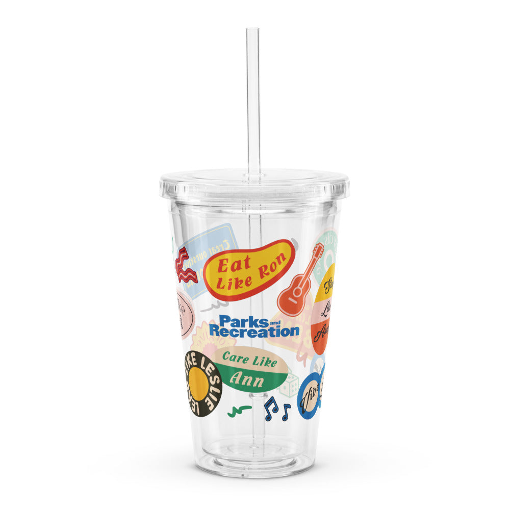 Parks and Recreation Characters Clear Plastic Tumbler