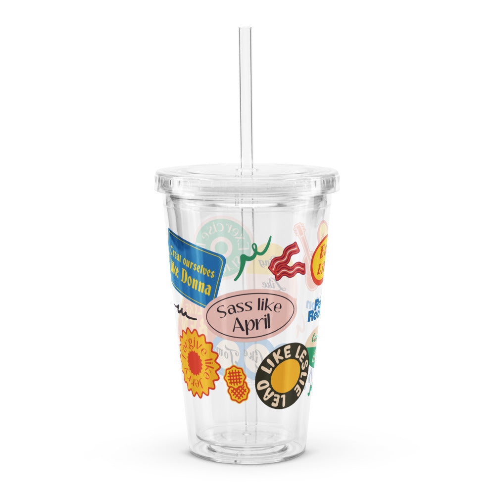 Parks and Recreation Characters Clear Plastic Tumbler