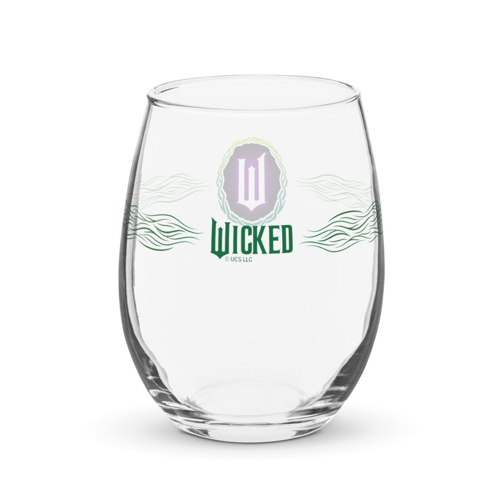 Wicked Elphaba Badge Stemless Wine Glass