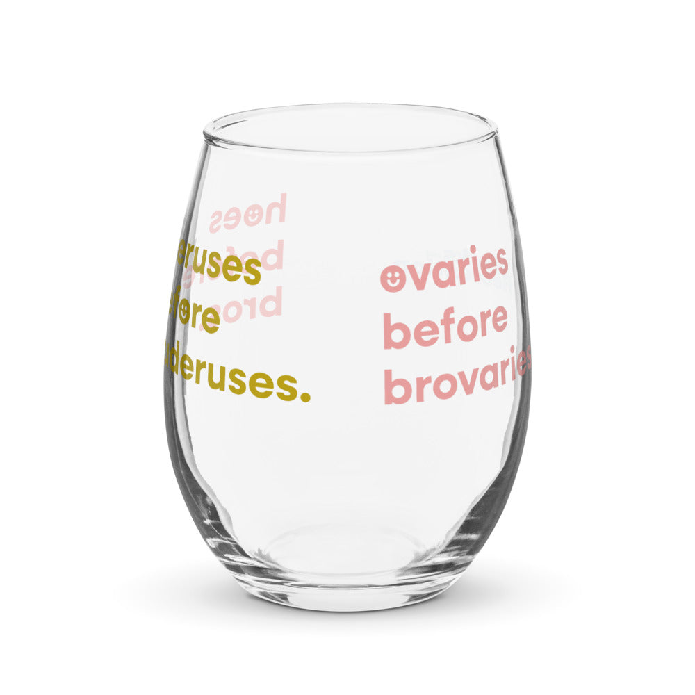 Parks and Recreation Hoes Before Bros Stemless Wine Glass