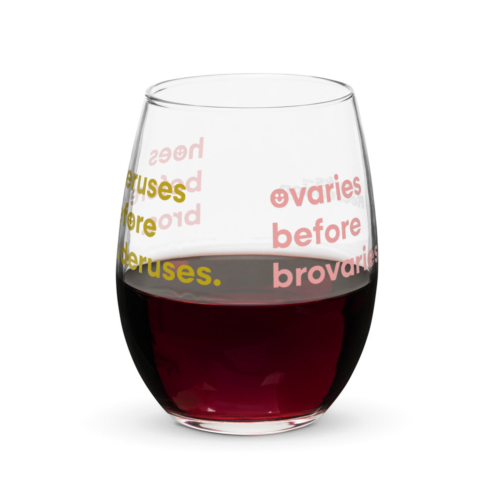 Parks and Recreation Hoes Before Bros Stemless Wine Glass