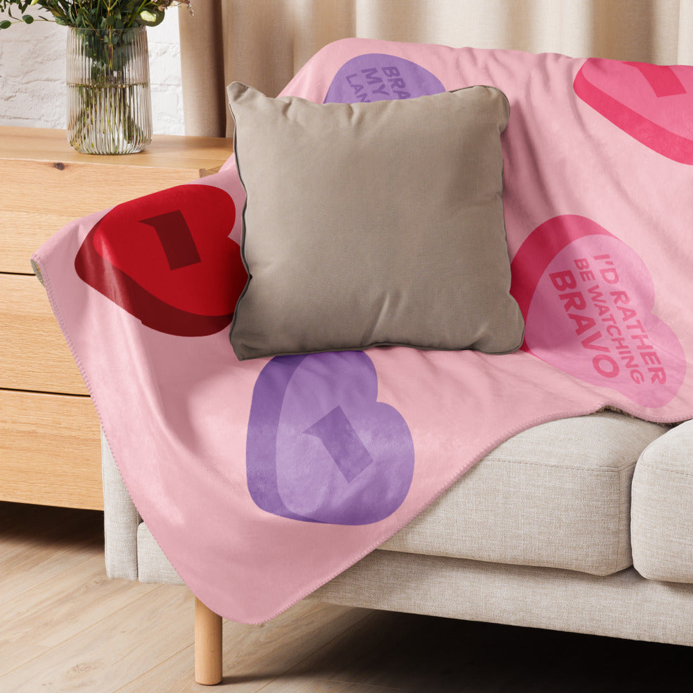 Bravo Conversation Hearts Sherpa Blanket