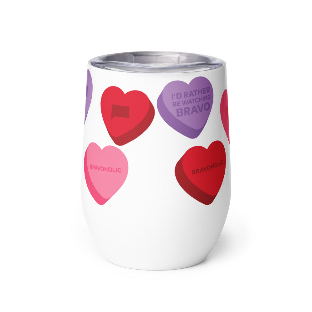 Bravo Conversation Hearts Wine Tumbler