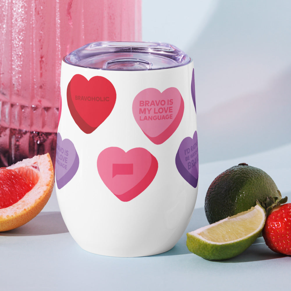 Bravo Conversation Hearts Wine Tumbler