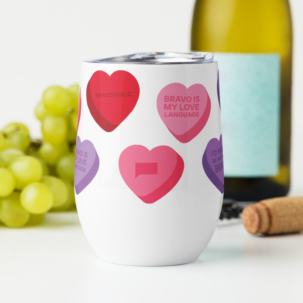 Bravo Conversation Hearts Wine Tumbler